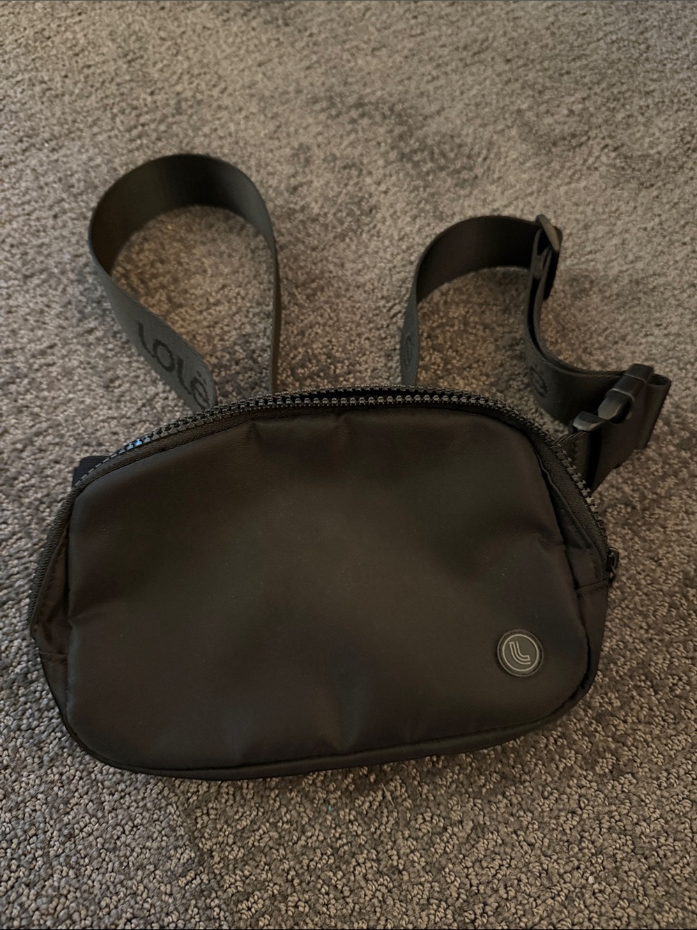 Lole Black Mini Belt Bag with Logo Patch